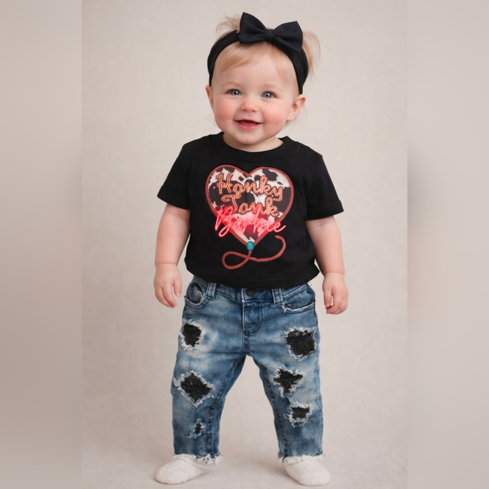 Honky Tonk Barbie Outfit Distressed Slim Jeans & T-shirt 6-12 Months